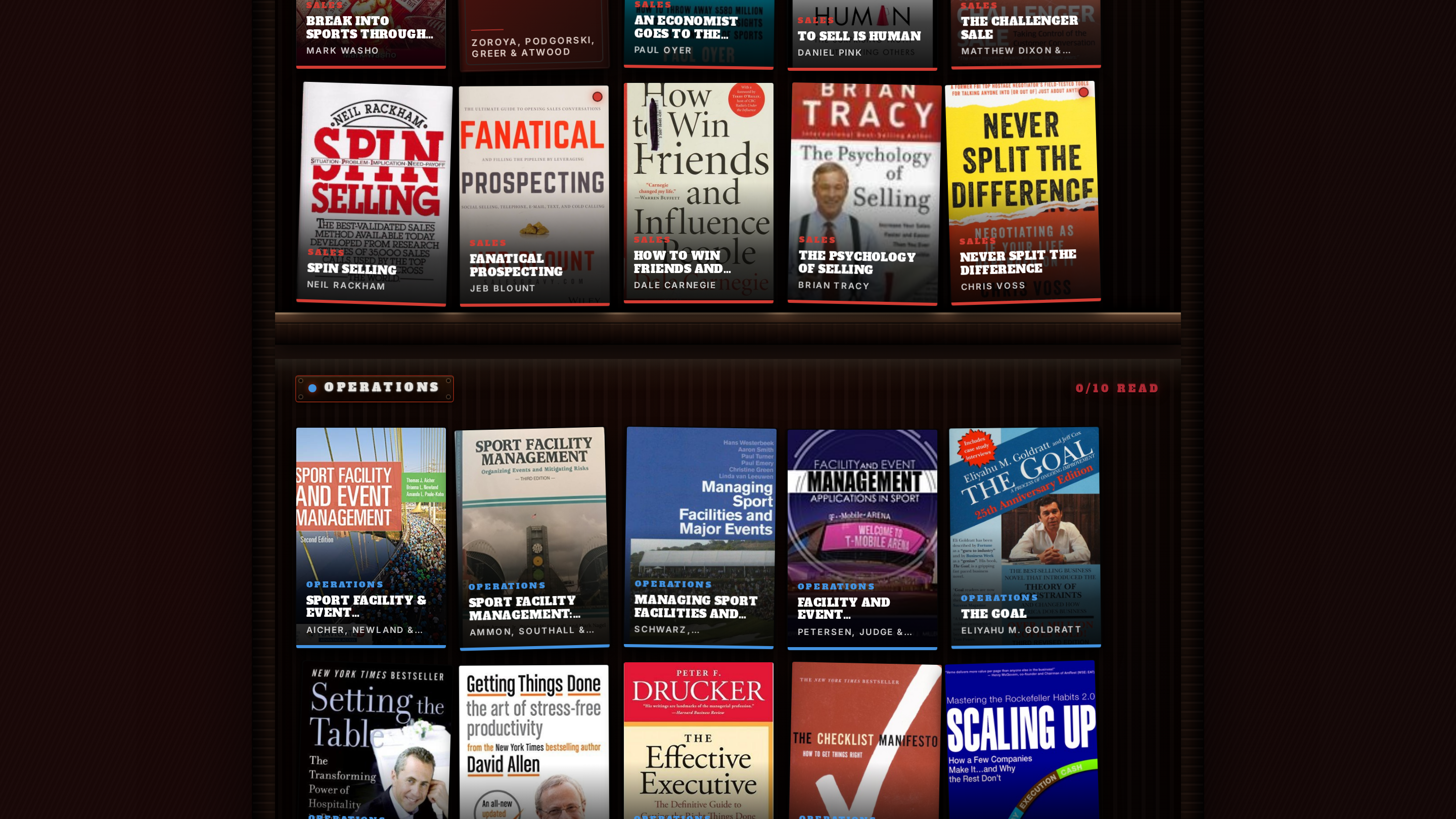 The Playmakers Library shelf with career-path book recommendations