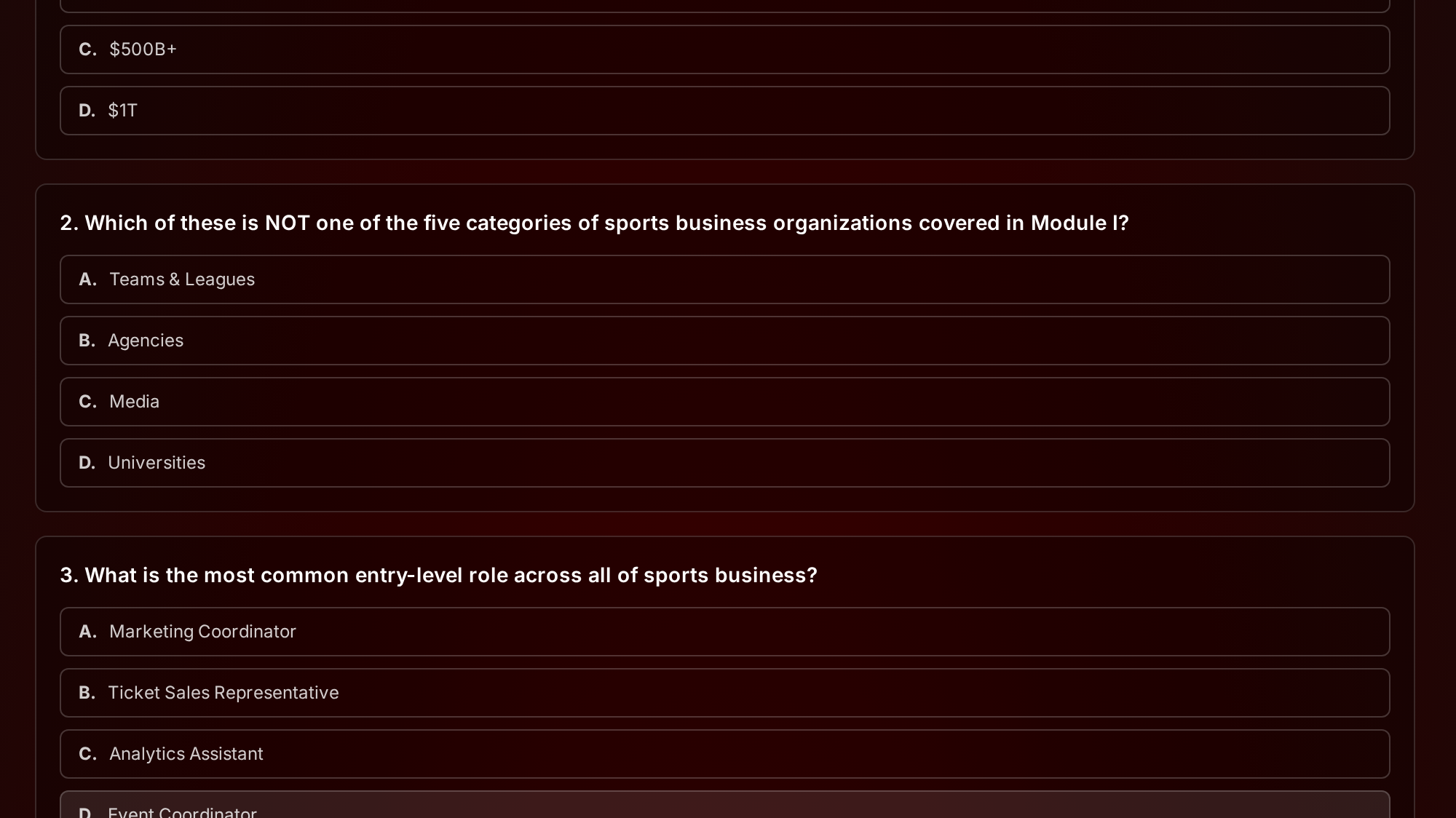 A 20-question graded module quiz inside a First Job Series module